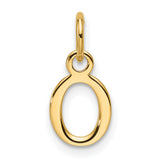14k Yellow Gold Number Zero Pendant Charm, Polished Open Cut Design, Classic Style