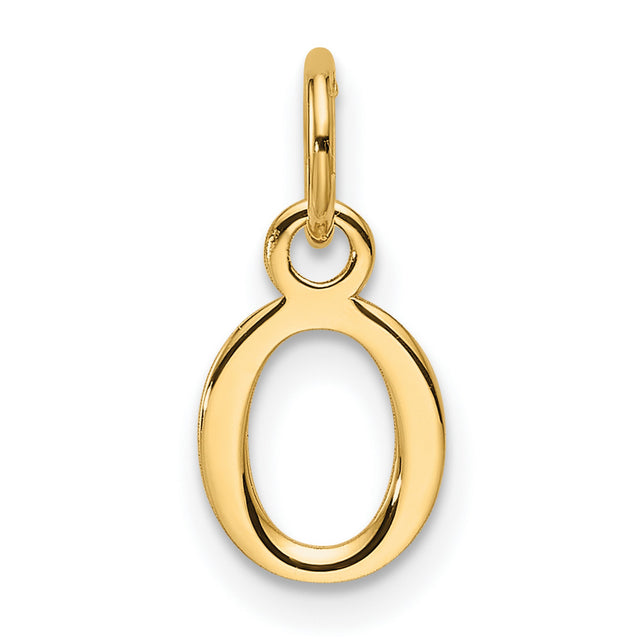 14k Yellow Gold Number Zero Pendant Charm, Polished Open Cut Design, Classic Style