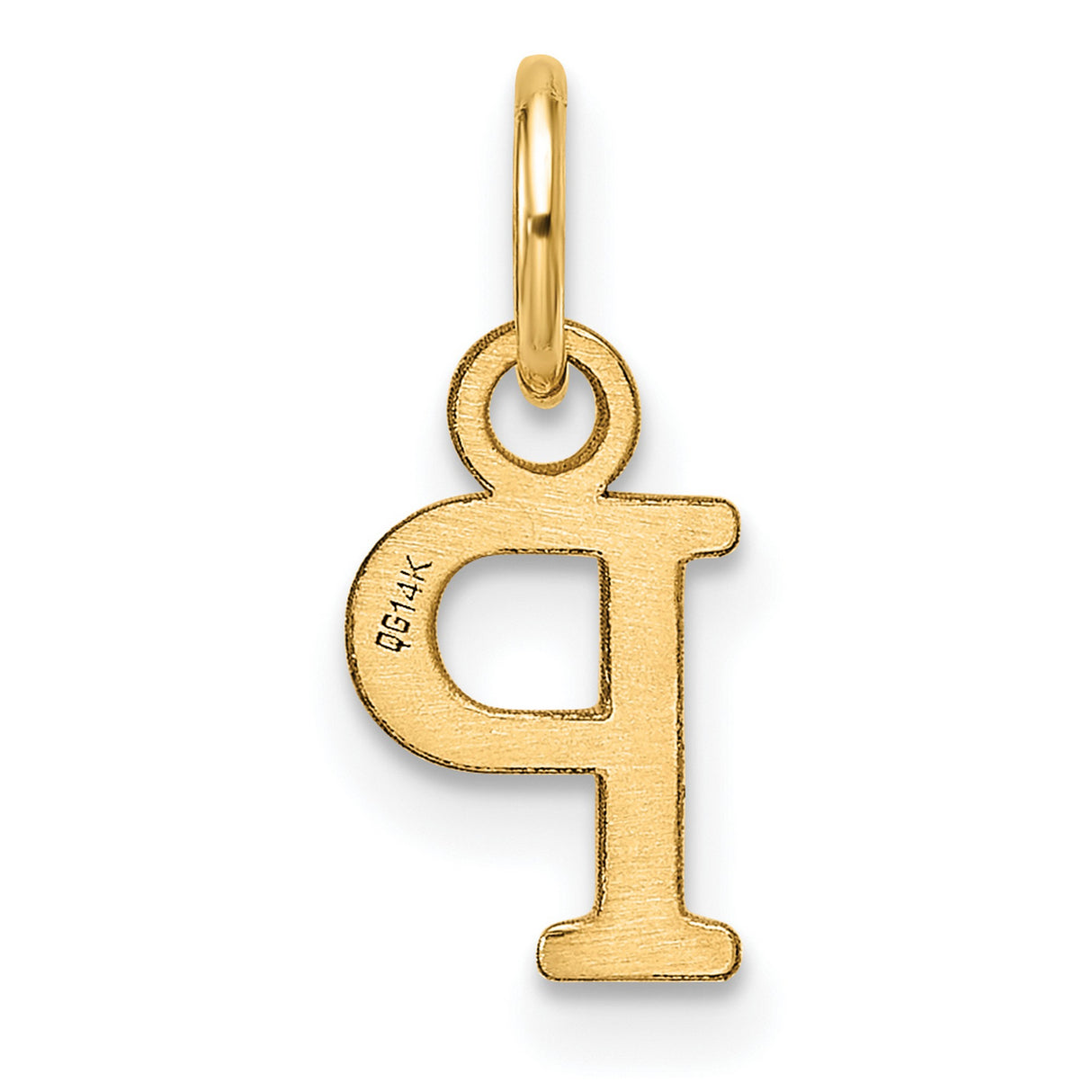 14k Yellow Gold Initial P Pendant Charm, Polished Block Letter Design for Women or Unisex Wearers
