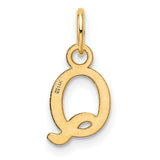 Cutout Letter Q Initial Charm Pendant in Real 14k Yellow Gold