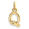 Cutout Letter Q Initial Charm Pendant in Real 14k Yellow Gold