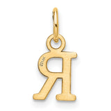 14k Yellow Gold Initial R Charm Pendant, Polished Block Letter Monogram Jewelry