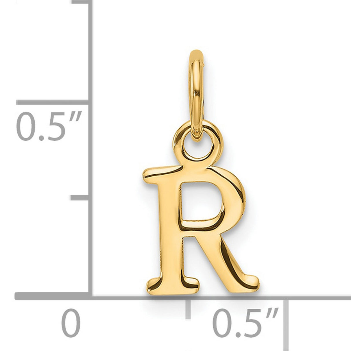 14k Yellow Gold Initial R Charm Pendant, Polished Block Letter Monogram Jewelry