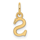 14k Yellow Gold Script Letter S Pendant Charm, Dainty Initial Jewelry for Women or Unisex Wearers