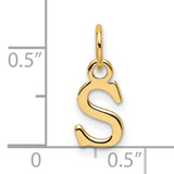 14k Yellow Gold Script Letter S Pendant Charm, Dainty Initial Jewelry for Women or Unisex Wearers