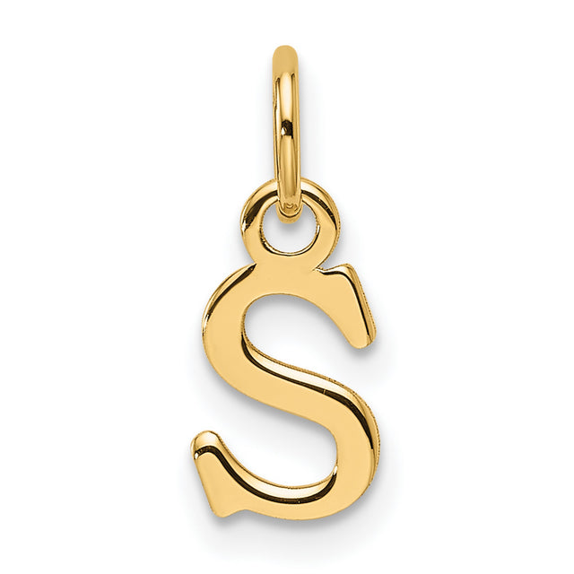 14k Yellow Gold Script Letter S Pendant Charm, Dainty Initial Jewelry for Women or Unisex Wearers