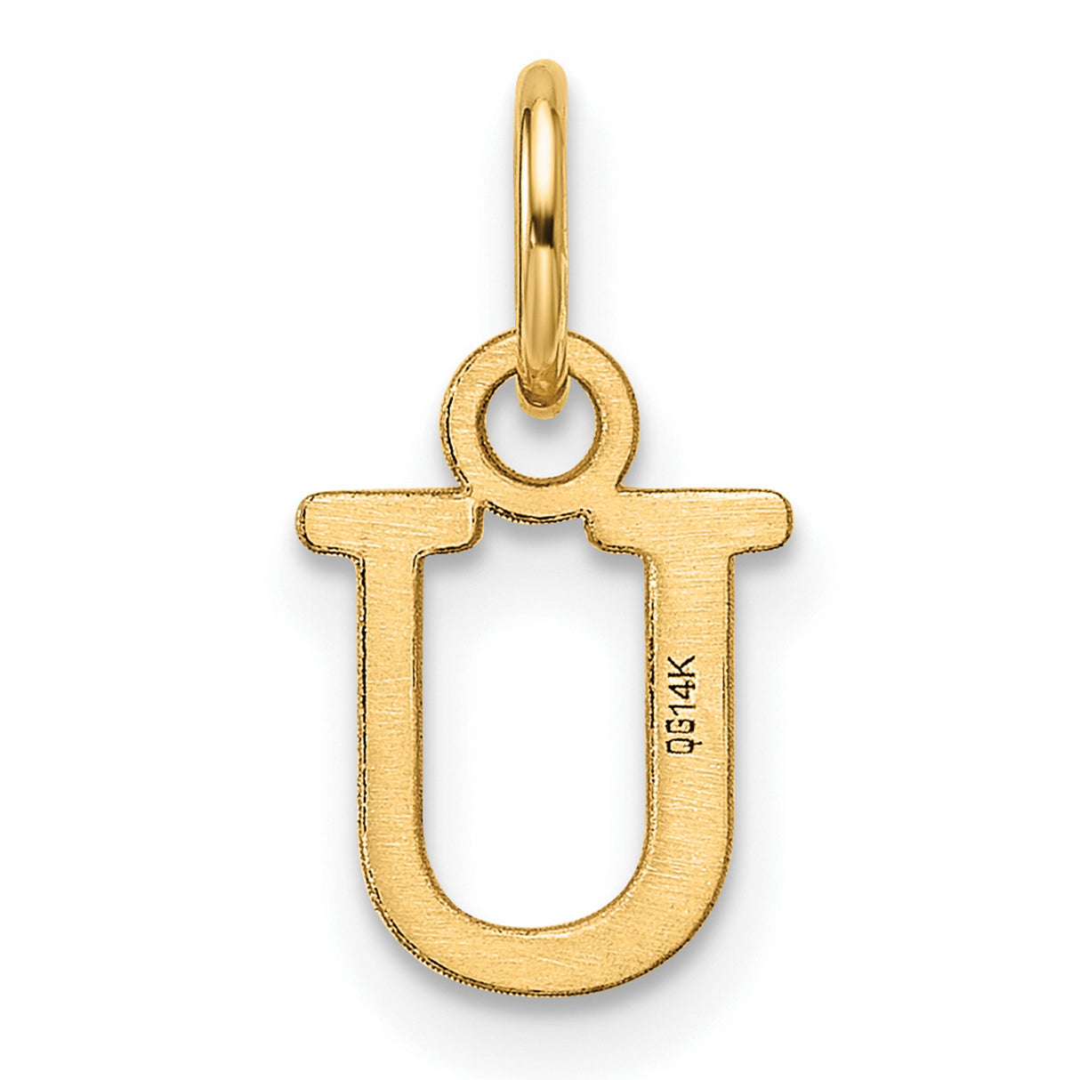 Cutout Letter U Initial Charm Pendant in Real 14k Yellow Gold