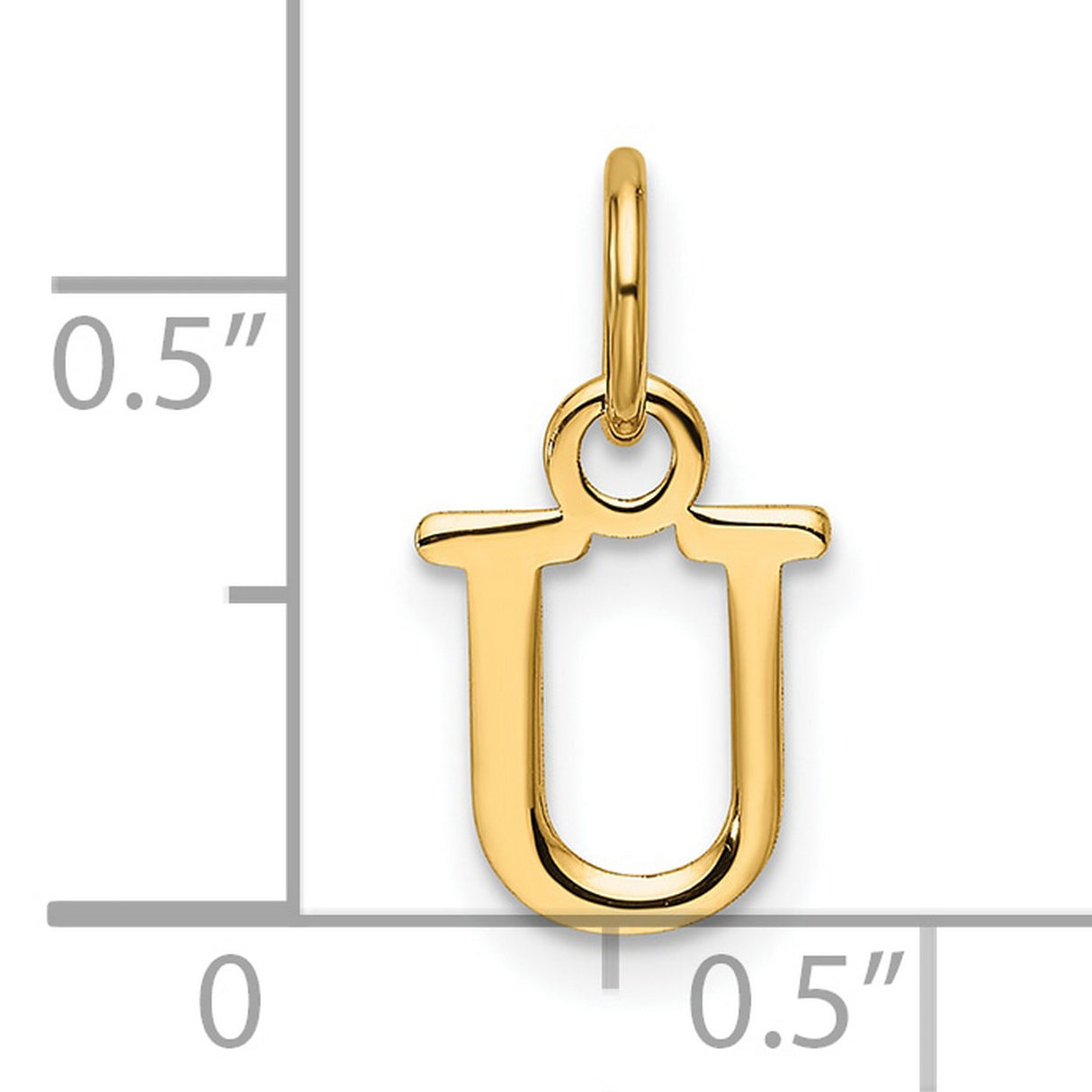 Cutout Letter U Initial Charm Pendant in Real 14k Yellow Gold