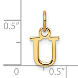 Cutout Letter U Initial Charm Pendant in Real 14k Yellow Gold