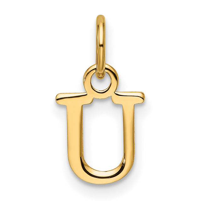 Cutout Letter U Initial Charm Pendant in Real 14k Yellow Gold