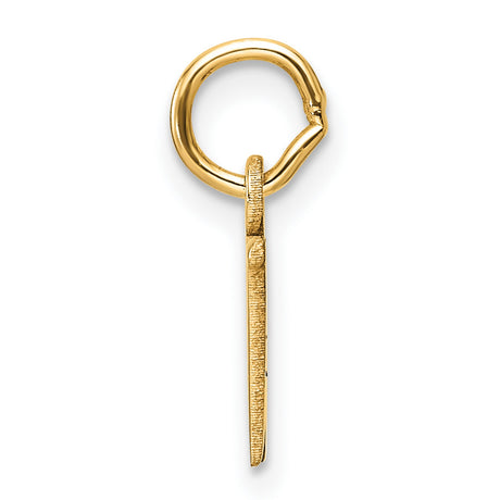 14k Yellow Gold Initial W Pendant, Block Letter Charm in Polished Real Gold for Women or Unisex