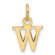 14k Yellow Gold Initial W Pendant, Block Letter Charm in Polished Real Gold for Women or Unisex