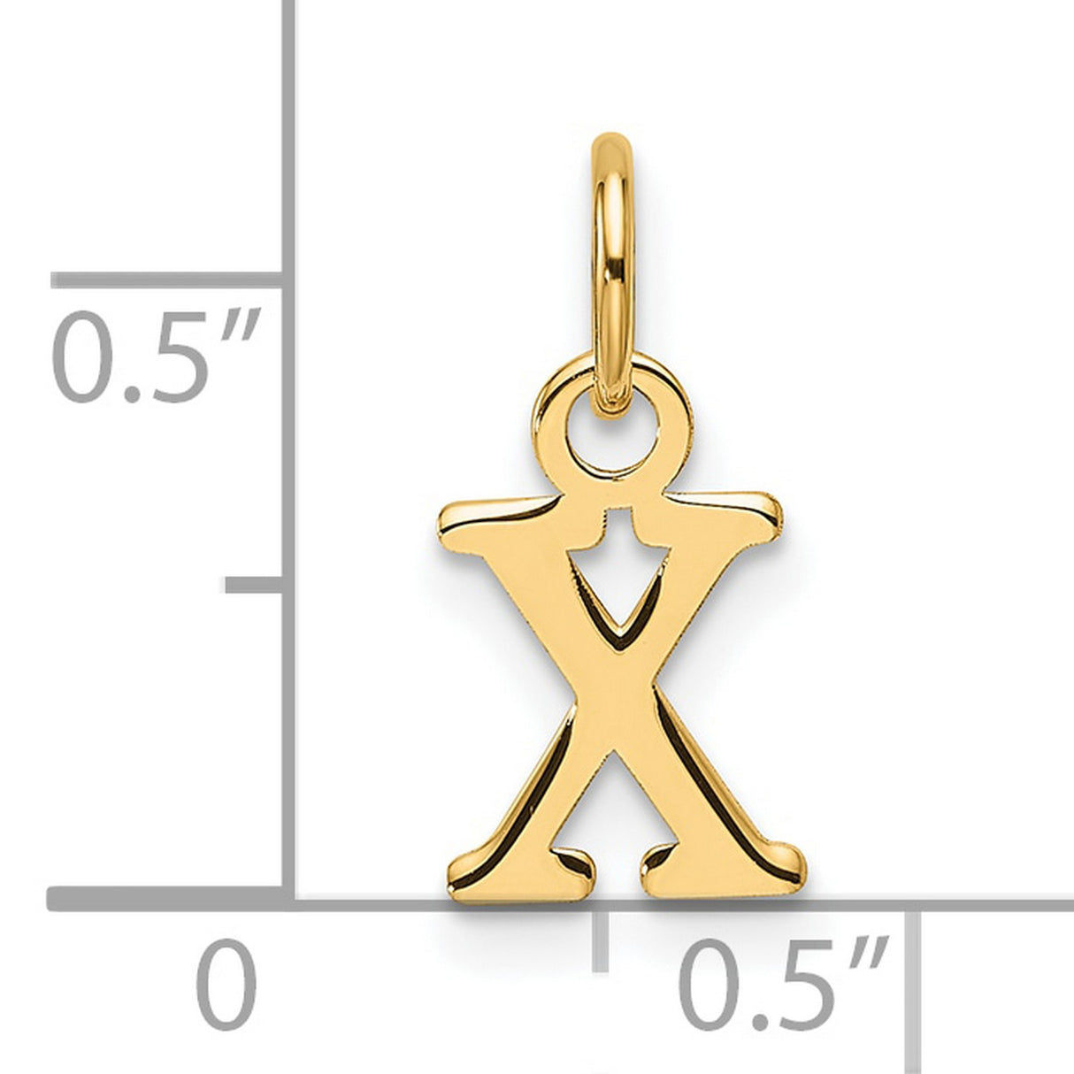 Cutout Letter X Initial Charm Pendant in Real 14k Yellow Gold