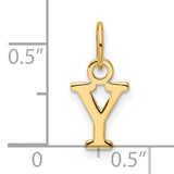14k Yellow Gold Letter Y Pendant, Block Style Initial Charm, Polished Finish, Unisex Jewelry