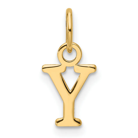 14k Yellow Gold Letter Y Pendant, Block Style Initial Charm, Polished Finish, Unisex Jewelry