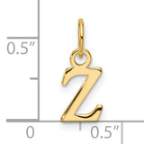 Cutout Letter Z Initial Charm Pendant in Real 14k Yellow Gold