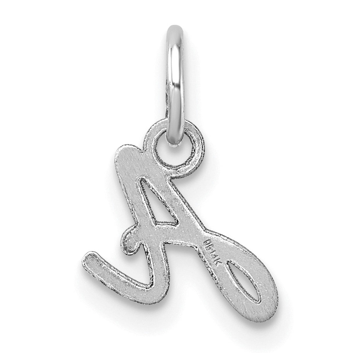 14k White Gold Script Initial Pendant Charm, Cursive Letter A Monogram Jewelry for Women