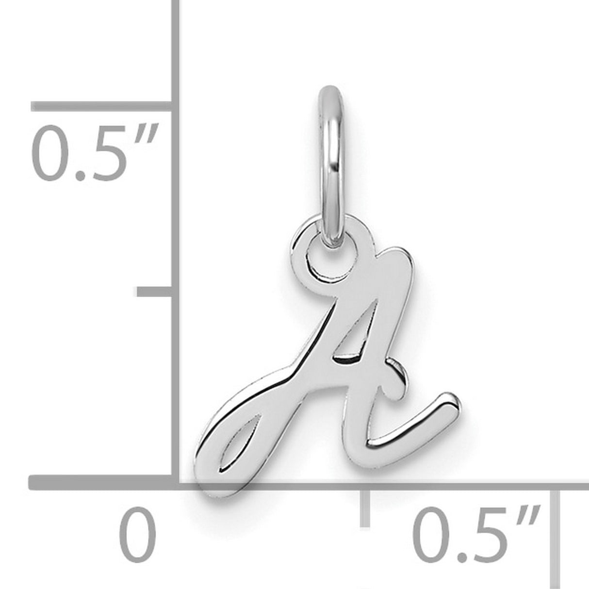 14k White Gold Script Initial Pendant Charm, Cursive Letter A Monogram Jewelry for Women