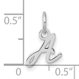 14k White Gold Script Initial Pendant Charm, Cursive Letter A Monogram Jewelry for Women