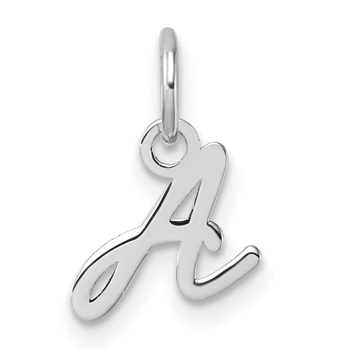 14k White Gold Script Initial Pendant Charm, Cursive Letter A Monogram Jewelry for Women