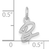 14k White Gold Script Letter B Initial Pendant Charm, Cursive Monogram Jewelry for Women