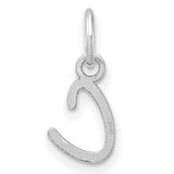 14k White Gold Script Letter C Pendant Charm, Polished Initial Monogram Jewelry