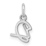 14k White Gold Script Initial D Pendant Charm, Polished Cursive Letter Design for Women