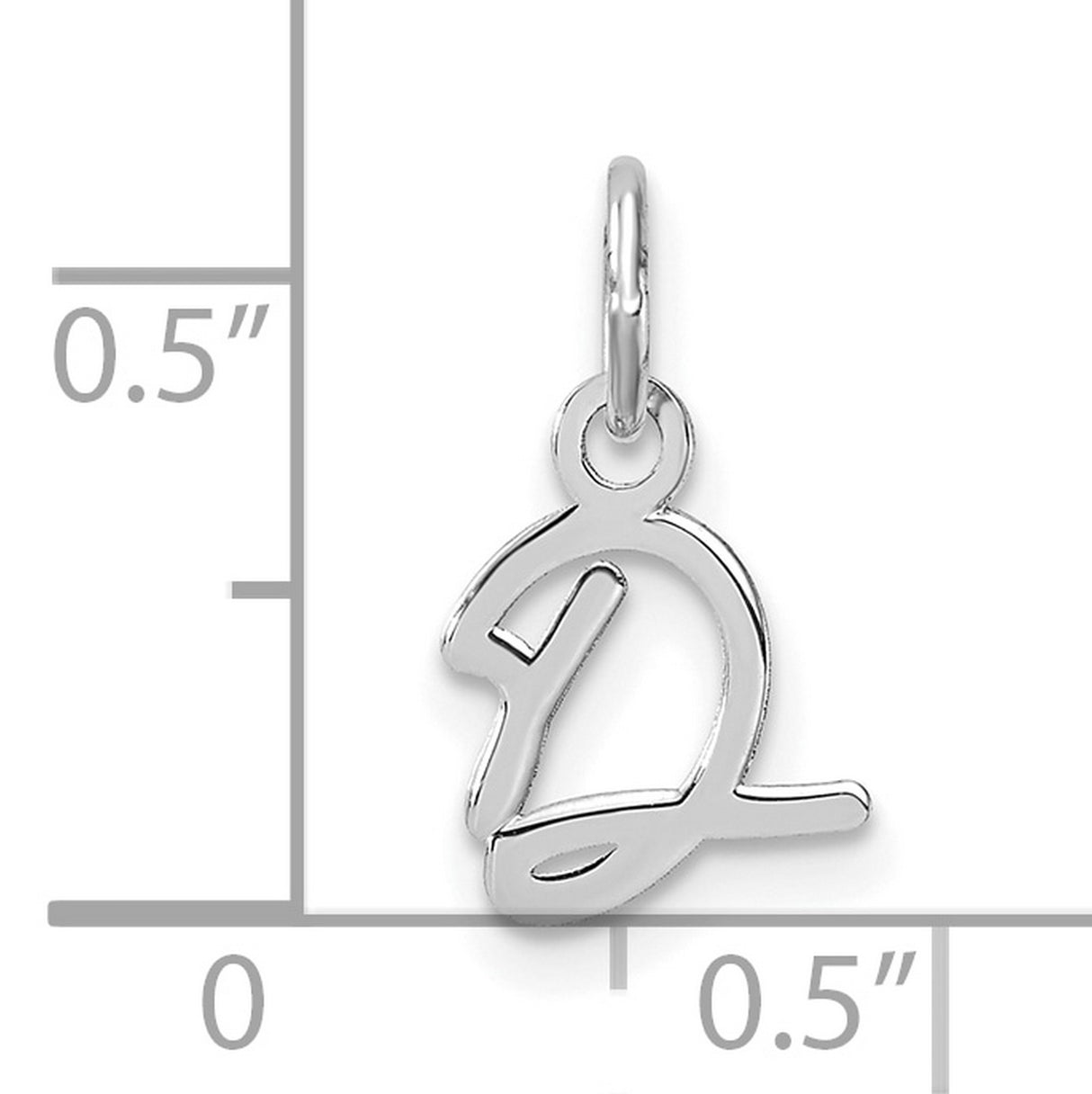 14k White Gold Script Initial D Pendant Charm, Polished Cursive Letter Design for Women