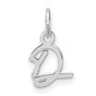 14k White Gold Script Initial D Pendant Charm, Polished Cursive Letter Design for Women
