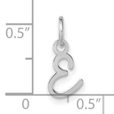 14k White Gold Letter E Pendant Charm, Polished Script Initial Jewelry for Women