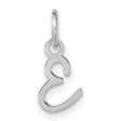 14k White Gold Letter E Pendant Charm, Polished Script Initial Jewelry for Women