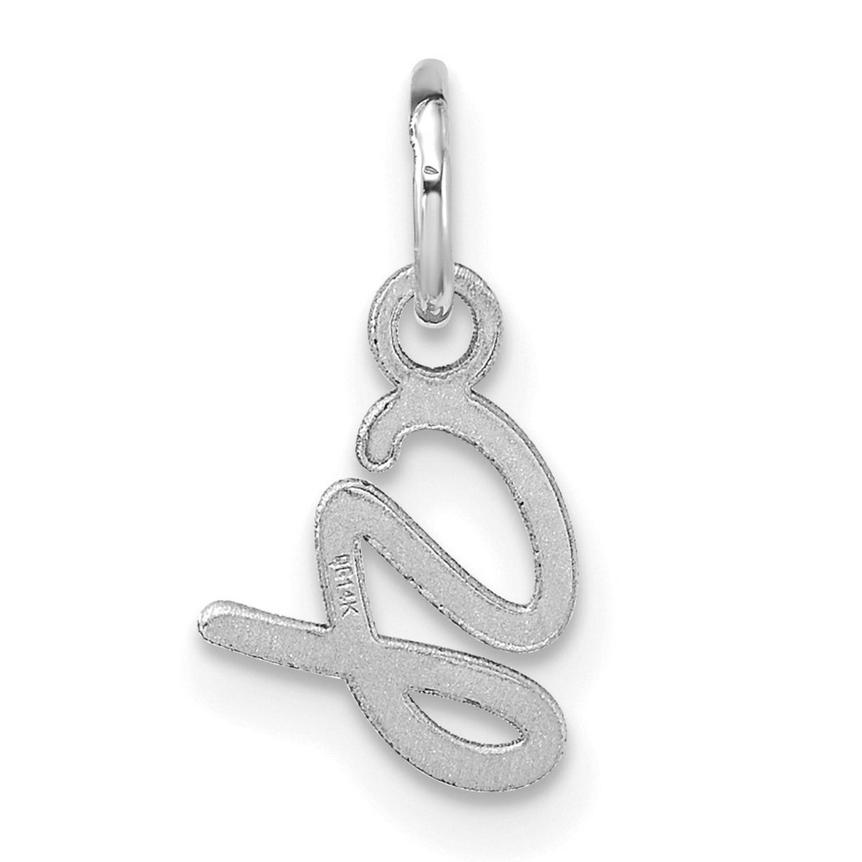 14k White Gold Script Letter G Pendant Charm, Polished Initial Jewelry for Women or Unisex