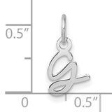 14k White Gold Script Letter G Pendant Charm, Polished Initial Jewelry for Women or Unisex