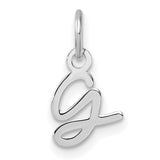 14k White Gold Script Letter G Pendant Charm, Polished Initial Jewelry for Women or Unisex