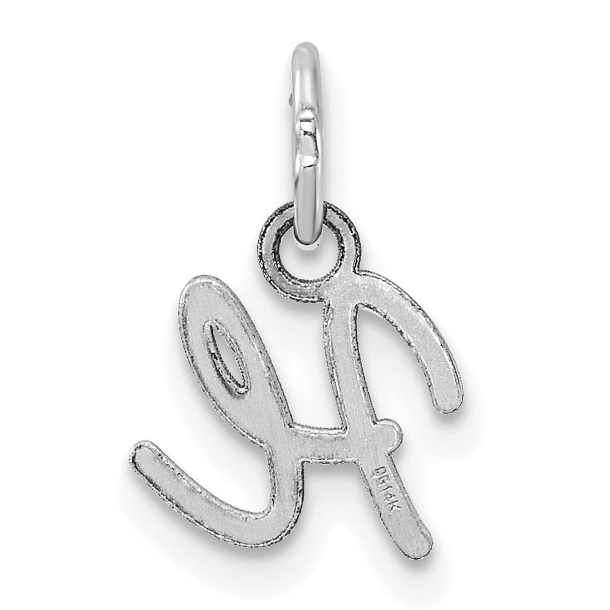 14k White Gold Script Initial Pendant, Cursive Letter H Monogram Charm for Women