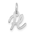 14k White Gold Script Initial Pendant, Cursive Letter H Monogram Charm for Women