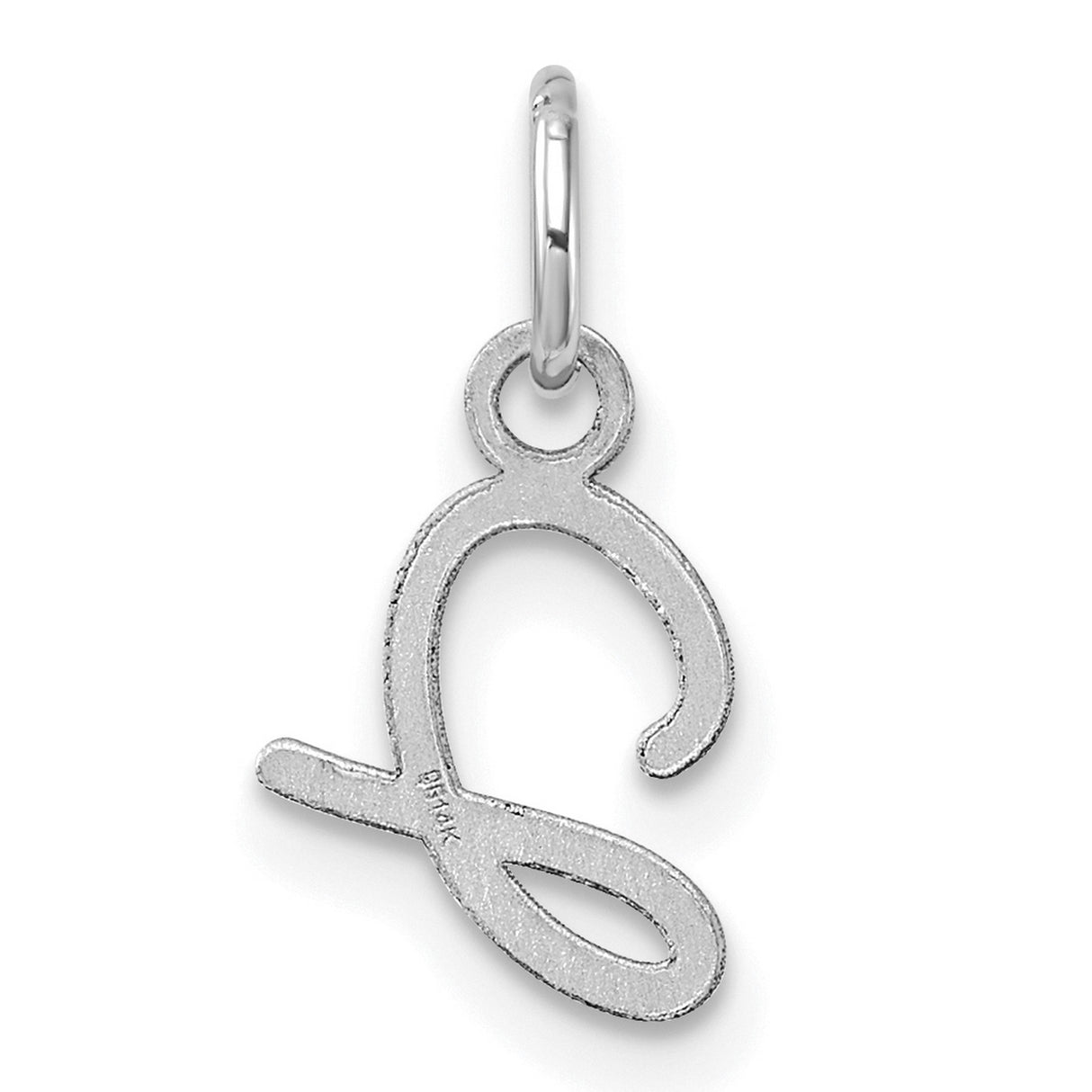 14k White Gold Script Letter G Pendant Charm, Polished Initial Jewelry for Women