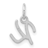 14k White Gold Script Letter K Pendant, Polished Cursive Initial Charm for Women