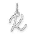 14k White Gold Script Letter K Pendant, Polished Cursive Initial Charm for Women
