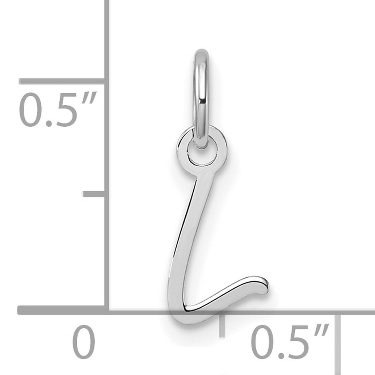 14k White Gold Letter L Pendant Charm, Cursive Script Initial Jewelry for Women