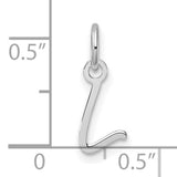 14k White Gold Letter L Pendant Charm, Cursive Script Initial Jewelry for Women