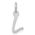 14k White Gold Letter L Pendant Charm, Cursive Script Initial Jewelry for Women