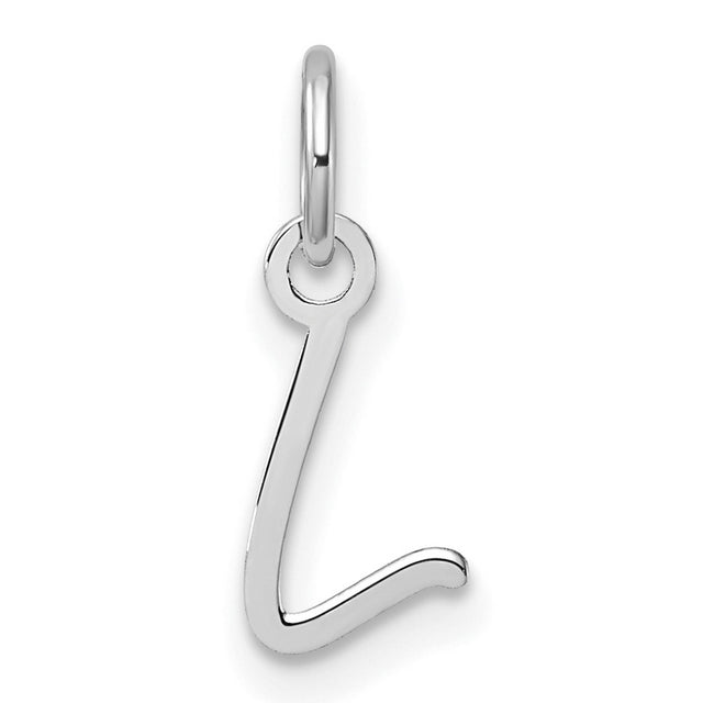 14k White Gold Letter L Pendant Charm, Cursive Script Initial Jewelry for Women