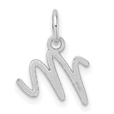 14k White Gold Script Letter M Pendant Charm, Cursive Monogram Jewelry for Women