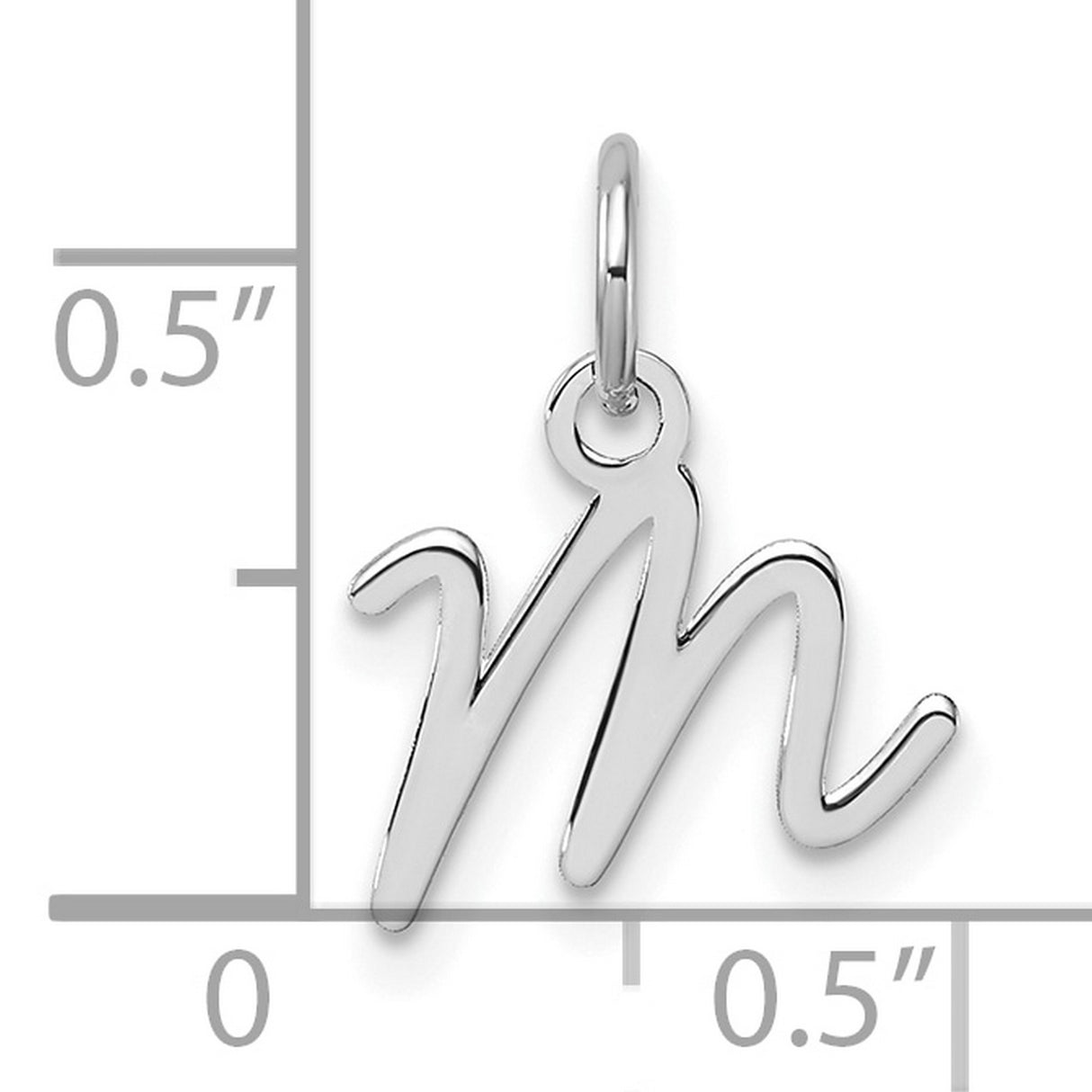 14k White Gold Script Letter M Pendant Charm, Cursive Monogram Jewelry for Women