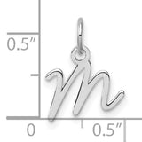 14k White Gold Script Letter M Pendant Charm, Cursive Monogram Jewelry for Women