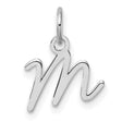 14k White Gold Script Letter M Pendant Charm, Cursive Monogram Jewelry for Women