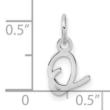 14k White Gold Letter Q Pendant, Cursive Initial Charm with Polished Finish