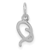 Uppercase Letter Q Initial Charm Pendant in Real 14k White Gold