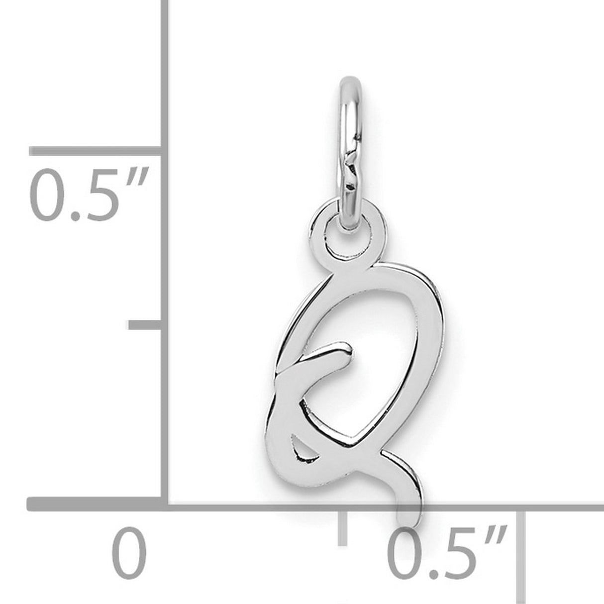 Uppercase Letter Q Initial Charm Pendant in Real 14k White Gold